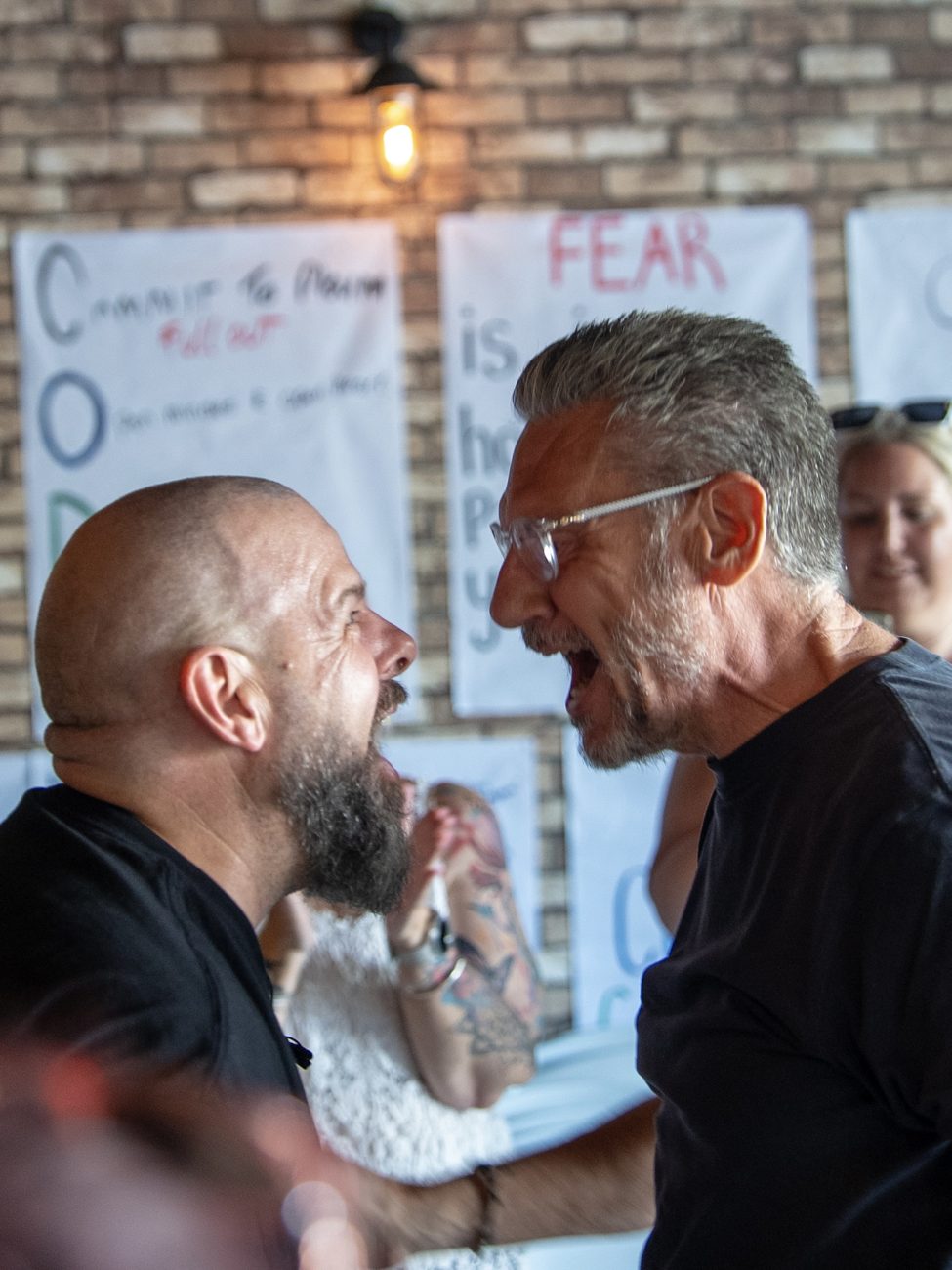 Brett Davis firing up a workshop participant